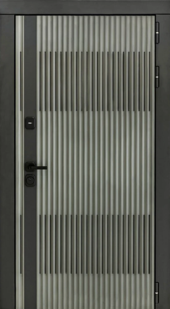 Входная дверь ДвериПРО Элфи Алиса (16мм, ПВХ Софт грей, зеркало) DPRO225804 внешняя сторона